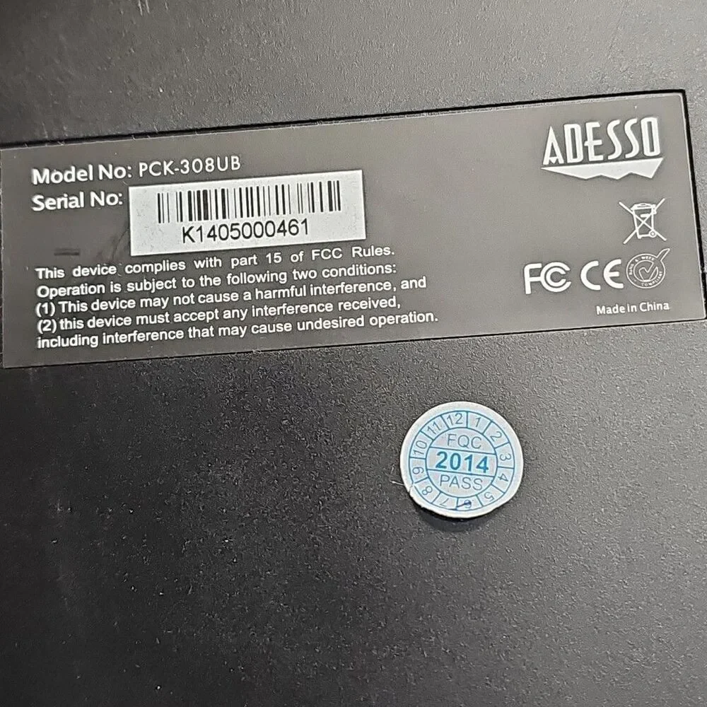 ADESSO PCK-308UB BLACK Wired Ergonomic Contoured Multimedia Touchpad Keyboard